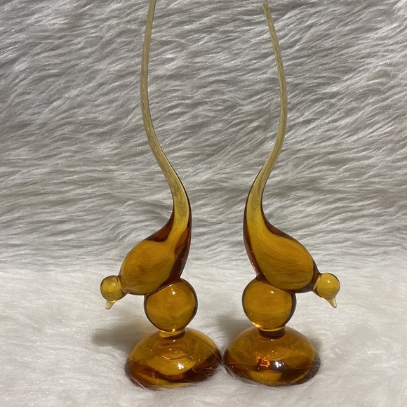 Viking Other - Viking Amber Art Glass Long Tail Birds
